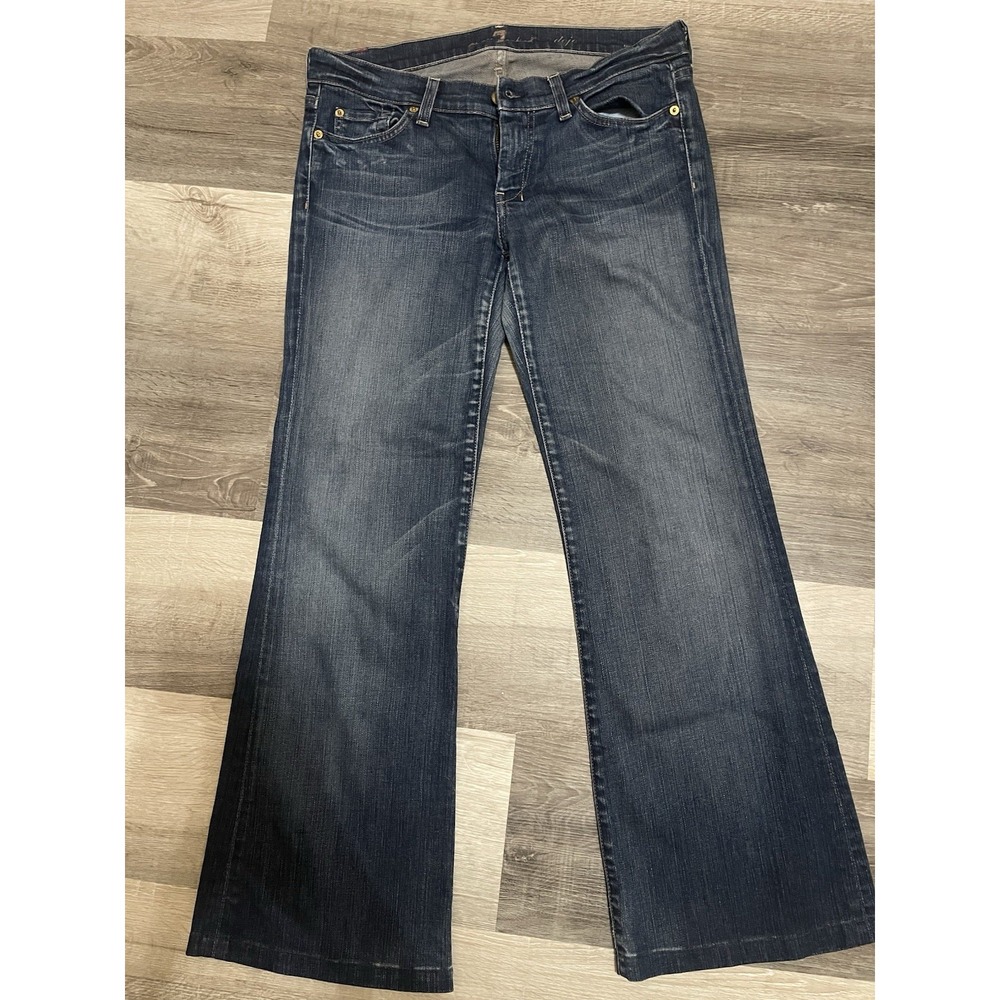 7 For All Mankind Womens Dojo Bootcut Jeans Size 30  Dark Wash Euc